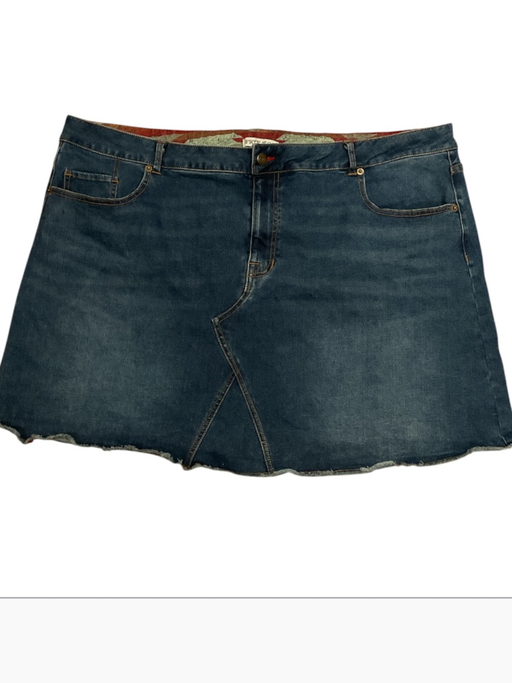 Frye and Co. Women’s Denim Mini Skirt Size 22W Raw Frayed Hem plus size skirt